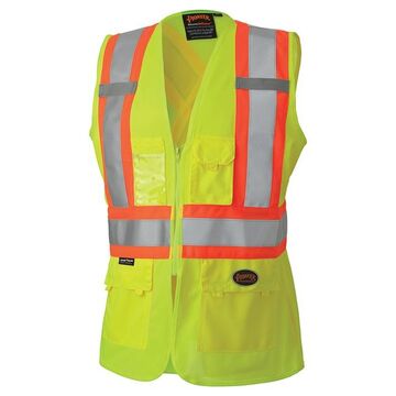 Gilet de sécurité haute visibilité, petit, jaune/vert, tricot 100 % polyester, classe 2 type P et R, poitrine 34 pouce