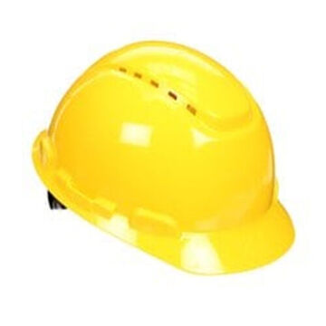 Vented Ratchet Cap Style Hard Hat, Yellow, HDPE, 4 Point Ratchet, Class G, E, C