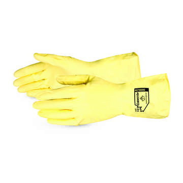 Economy Chemical Resistant Safety Gloves, Yellow, Latex