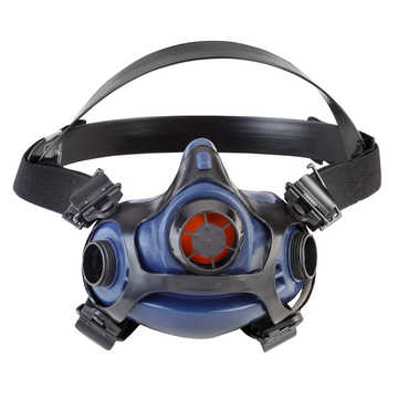 Reusable Triple Flange Half-mask Respirator, M/L, Woven, Standard, Black/Blue