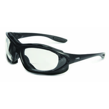Bi-Focal Safety Glasses, Medium, Uvextreme Anti-Fog, Clear, Wraparound, Black