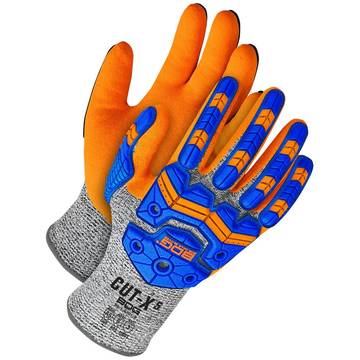 Gloves Hi-viz/reflective, Coated, Gray, Orange Coating, Hppe Backing