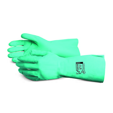 Gloves Non-coated, Green, Nitrile, For Chemical Processing
