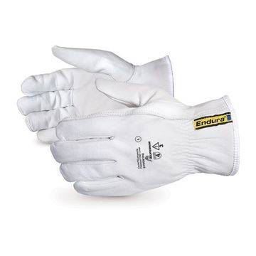 Gloves Leather, White, Grain Goatskin, For Material Handling