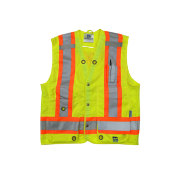 Surveyor Safety Vest, M, Lime Green, Polyester, Class 2