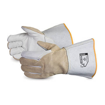 Gloves Heavy Duty Leather, White, Brown, Horsehide Leather
