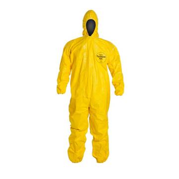 Coverall Hooded, Chemical Resistant Protective, Yellow, Tychem® 2000 Fabric