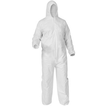 Hooded Disposable Coverall, 5XL, White, Microporous Film