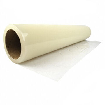 Self Adhesive Film, Carpet Protection, Reverse Wound, 36 in x 500 ft x 2.5 mil, LDPE, Clear, 3000 psi, 70 deg F