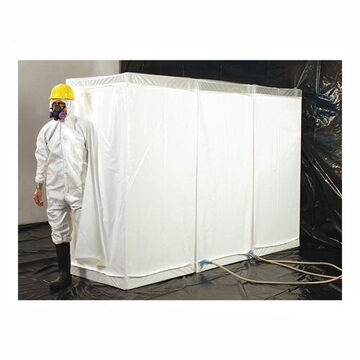 Shower Enclosure Disposable, 3 Room D-con Blue, 37 In X 37 In X 77 In X 6 Mil, Pvc, White