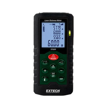 Laser Distance Meter, LCD Display, 2 in to 330 ft, +/-0.08 in