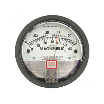 Pressure Gauge Magnehelic Differential, 0 To 0.25 In Wc/0 To 62 Pa, 1/8 In Fnpt, +/-2% Of Fs