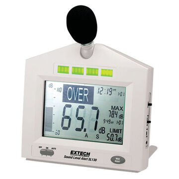Sound Level Meter, LCD Display, 30 to 80 dB, +/-1.5 dB, 0.1 dB Resolution