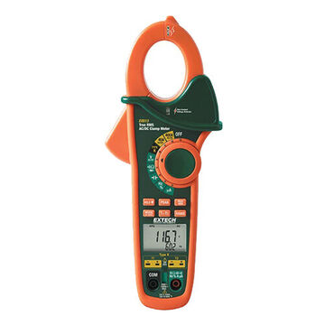 Dual Input AC/DC Clamp Meter, LCD, 1.25 in Jaw Capacity, 600 V, 400 A