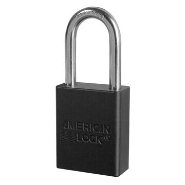 Safety Padlock, 1/4 in x 25/32 in x 1-1/2 in Shackle, 1-1/2 in x 1-7/8 in Body, Chrome Plated Boron Alloy Shackle, Anodized Aluminum Body, Black, Open Type Shackle, Alike Key