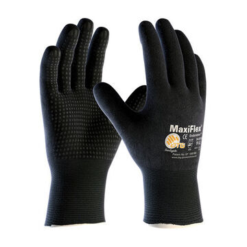 Coated Gloves, Black/grey, Nitrile, Nylon/elastane, 9.8 In