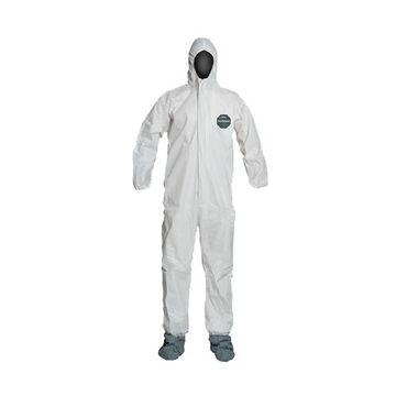 Protective Coverall W/ Hood, White, Proshield® 50