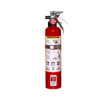 Fire Extinguisher Dry Chemical, 10 Ft Range, 2.5 Lb Capacity, Steel, Wall Mount