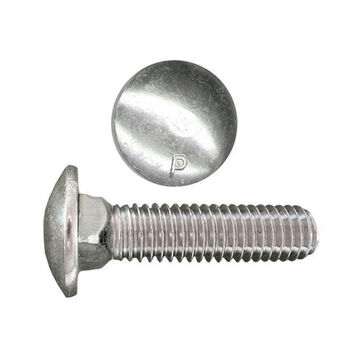 Full Threaded Carriage Bolt, 5/16 in UNC Thread, 1-1/2 in lg, Round Head, Zinc Plated Low carbon Steel