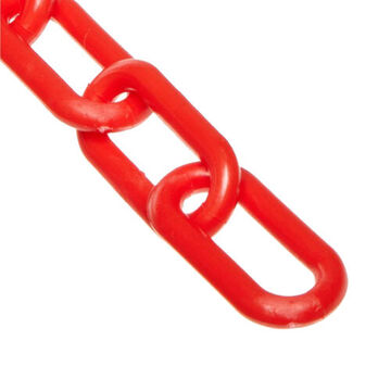 Safety Chain, 2 in x 100 ft, HDPE, Gloss, Red Finish