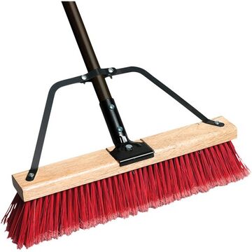 Assembled Push Broom With Handle, 24in/60cm, Pvc Bristles