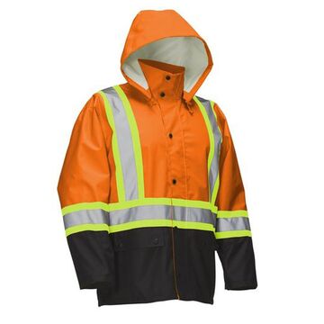 Rain Jacket Hi Vis Orange With Hood