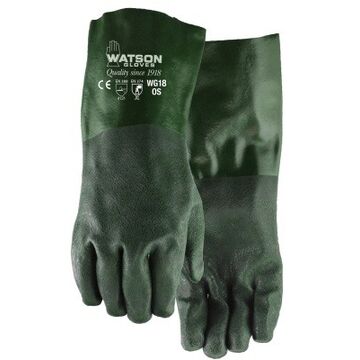 Chemical-Resistant General Purpose Gloves, Green, Gauntlet, Soft Cotton Jersey Shell
