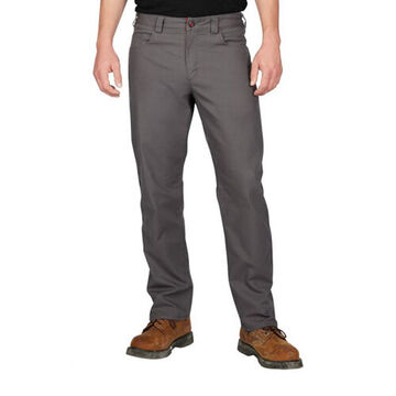 Heavy-Duty Flex Work Pant, 34 in, 68% Cotton ,30.5% Polyester, 1.5% Spandex, Gray
