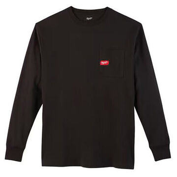 Heavy-Duty Pocket Tee Long Sleeve T-Shirt, 3X-Large, Black, 60% Cotton, 40% Poly Blend