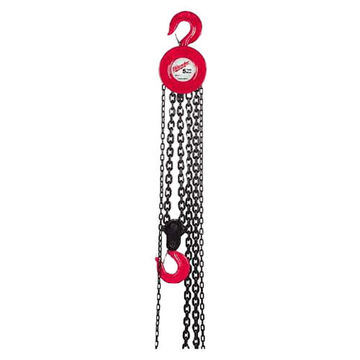 Hand Chain Hoist, 8 to 20 ft, 15 ft Hand Chain lg, 2 ton, Painted Steel, 82 lb pull