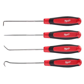 Hook and Pick Set, Plastic, Steel, 4-1/5 in wd, 8-3/10 in lg, 4/5 in ht, Chrome Plated, Black, Red