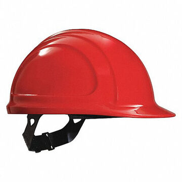 Front Brim Head Protection Hard Hat, Fits Hat 6-1/2 to 8 in, Red, HDPE, 4 Point Pinlock, Class E
