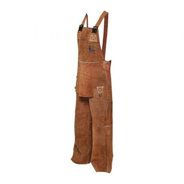 Split Leg Welding Overall, 2X-Large, Brown, Split Cowhide Leather, 28 to 30 in Waist