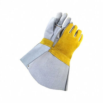 Welding Gloves, Universal, Split Cowhide Palm, Gray/yellow, Cowhide