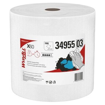 Multipurpose Cleaning Wipes, 12.5 in wd, 12.2 in lg, 1100 Sheets, Hydroknit, White