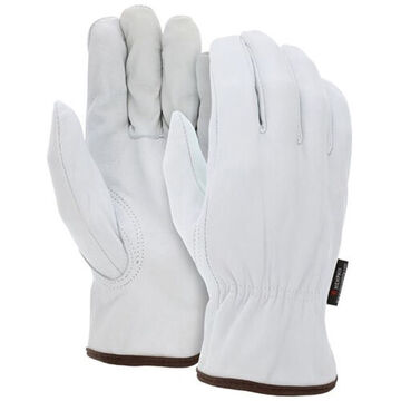 Driver Gloves, M, Grain Goatskin Leather Palm, Green, Keystone Thumb