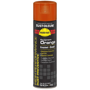 Economical Enamel Spray Paint, 15 oz Container, Liquid, Equipment Orange, 14 ft2