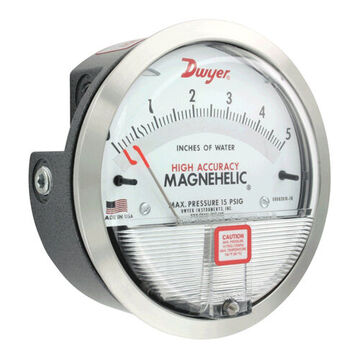 Low Differential Pressure Gauge, 4 in, 50 to 0 to 50 Pa, FNPT, +/-1%