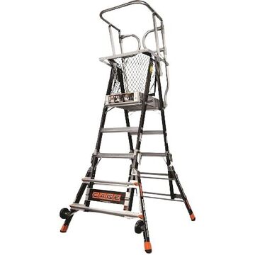 Safety Cage Extension Ladder, 3 to 5 ft ht Ladder, Type IAA, Fiberglass, 375 lb