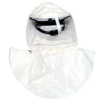Standard Single Bib Hood, Integrated, Polyethylene, White