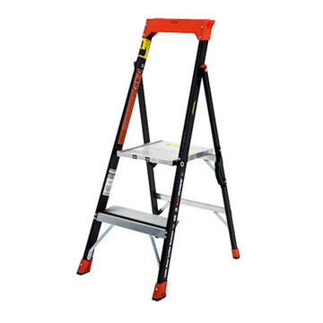 Step Ladder, 5 ft-3 in ht Ladder, 300 lb, Type IA, Aluminum, 3-Step