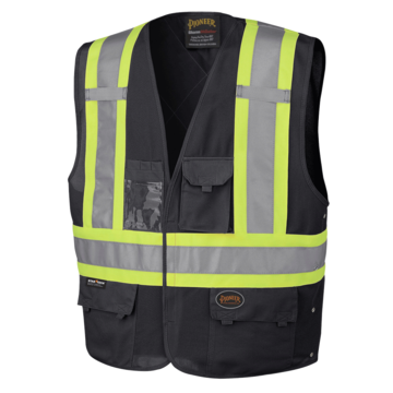 High Visibility Safety Vest, L/XL, Black, 100% Polyester Tricot, Class 1 Type O