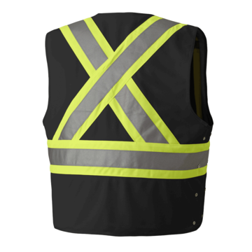 High Visibility Safety Vest, L/XL, Black, 100% Polyester Tricot, Class 1 Type O