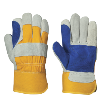 Glove Ylw/blue Split Leather Dbl Plm 544