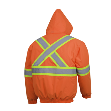 Winter Quilted Bomber Safety Jacket, Unisex, XL, Hi-Viz Orange, PU Coated oxford Polyester