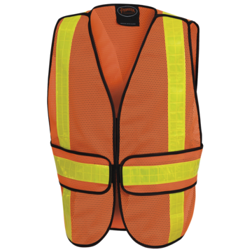 Gilet de sécurité tout usage, universel, orange, maille polyester, bande réfléchissante en PVC, classe 2 type P et R