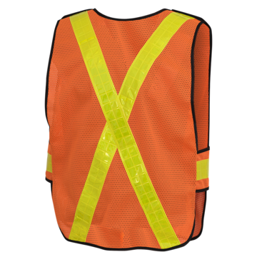 Gilet de sécurité tout usage, universel, orange, maille polyester, bande réfléchissante en PVC, classe 2 type P et R