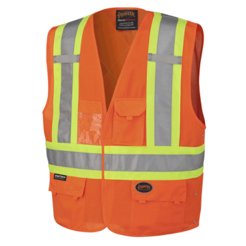 High Visibility Safety Vest, 2XL/3XL, Orange, Tricot Polyester, Class 2