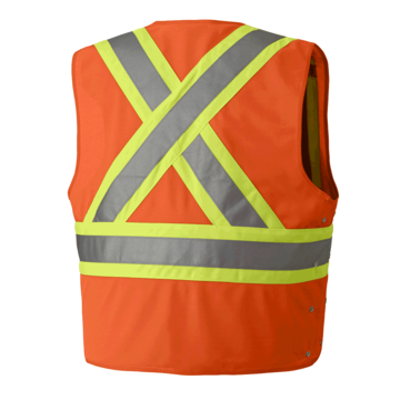 High Visibility Safety Vest, 2XL/3XL, Orange, Tricot Polyester, Class 2