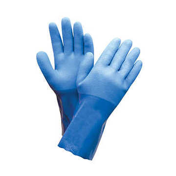 Gants à triple trempage, grands, bleus, PVC